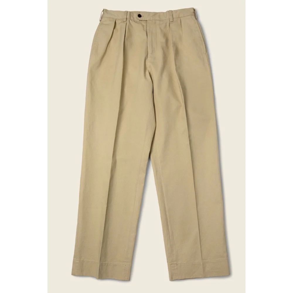 Old Money Style 1930s IVY Style Double Pleated Chino Academia Trousers 32 Khaki